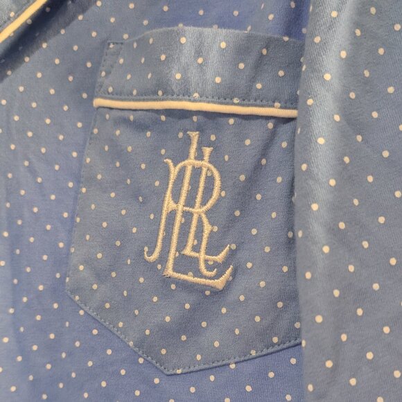 Ralph Lauren Blue Polka Dot Nightgown Night Dress Pajama Size Large 100% Cotton - Picture 5 of 9